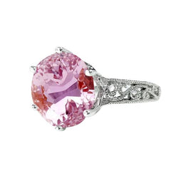 Krappenset 21.00 Ct Solitaire Rosa Kunzit Ehering Weißgold