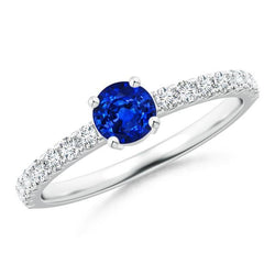 Krappenset 3,10 ct Ceylon Saphir Diamanten Ehering Weißgold 14K