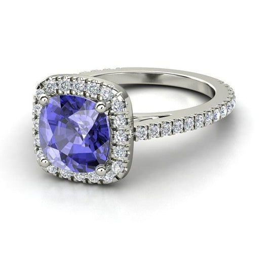 Krappenset 4,50 Kt Blauer Tansanit mit Diamanten Ring Weißgold 14K - harrychadent.ch