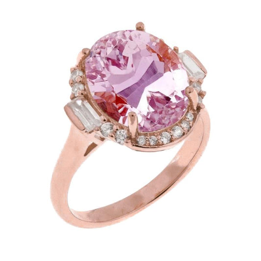 Krappenset Kunzit und Diamanten 26 Kt. Jubiläumsring Roségold