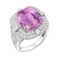 Kunzit und Diamanten 13.50 Karat Ehering Gold Weiß 14K