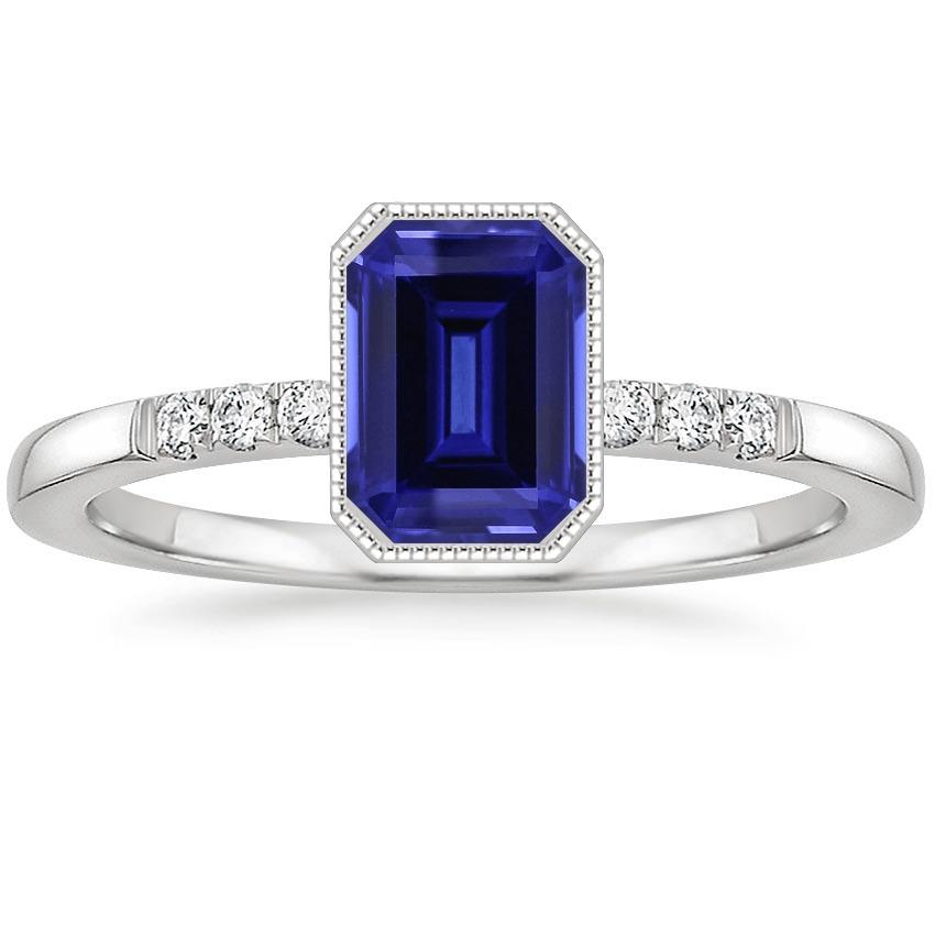 Lünette Set Blauer Saphir Diamantring 2,50 Karat Vintage-Stil - harrychadent.ch
