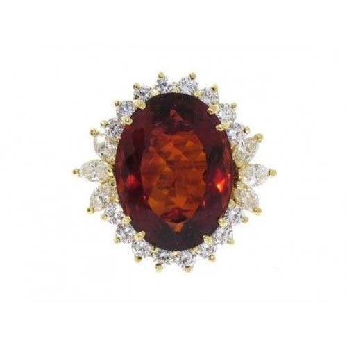 Madeira Oval Citrin und Diamant Ring Gelbgold 14K Schmuck 29.50 Ct - harrychadent.ch