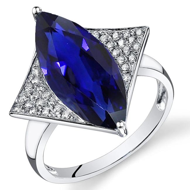 Marquise Blue Saphir Verlobungsring mit kleinen Diamanten 5,50 Karat - harrychadent.ch