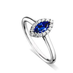 Marquise Ceylon Blue Sapphire Runden Diamants 2 Kt Ehering Gold