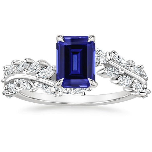 Marquise Diamant und Smaragdblauer Saphir Ring 3 Karat Schmuck - harrychadent.ch