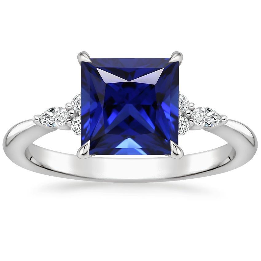 Marquise & Runden Diamants Ring mit Princess Blue Sapphire 5,25 Karat - harrychadent.ch