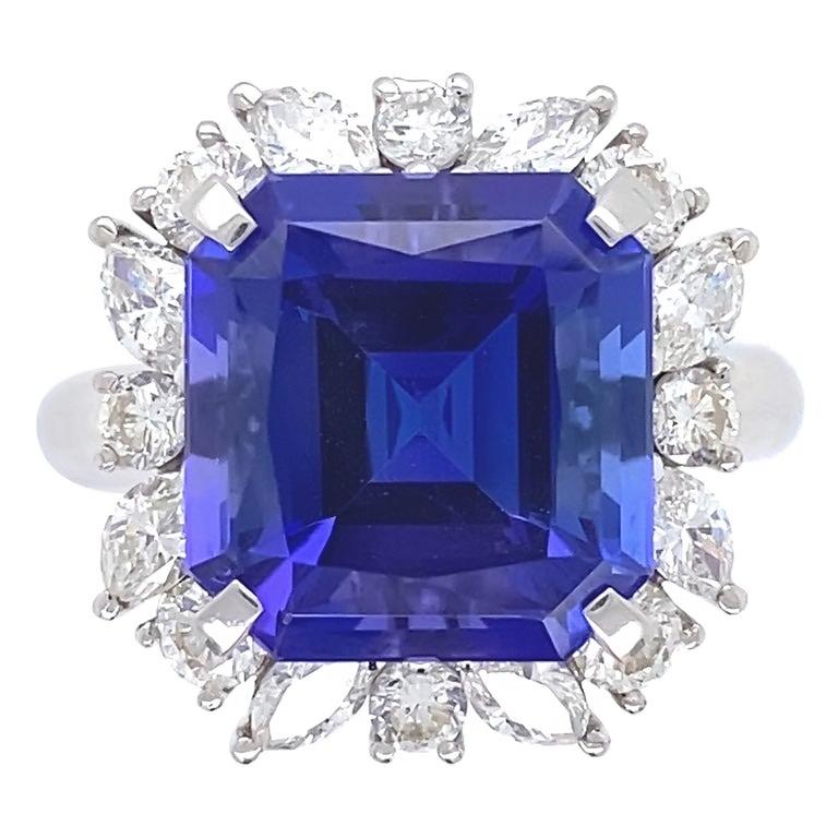 Marquise & runder Diamant Halo Saphir Ring 9 Karat Blumenstil - harrychadent.ch