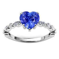 Marquise & runder Diamantring Herz Hellblauer Saphir 3 Karat