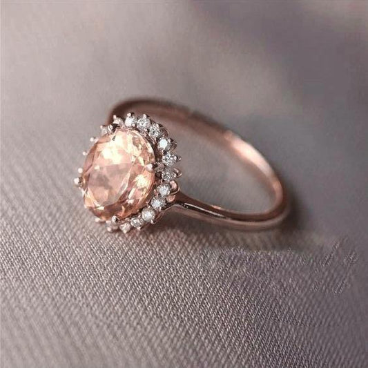 Morganit mit Diamanten 11,75 Karat Ehering Roségold 14K Neu - harrychadent.ch