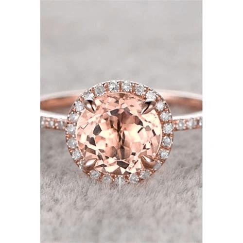 Morganit und Diamanten Rundschliff 11,50 ct Ring Roségold 14K - harrychadent.ch
