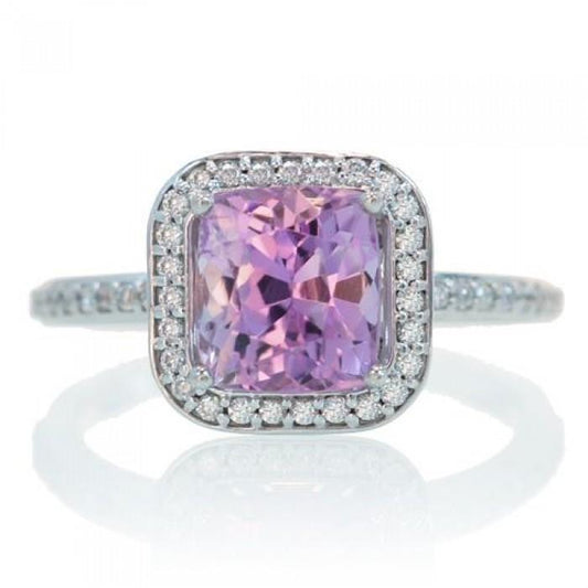 Natürlicher rosa Kunzit mit Diamantring Lady Jewelry Gold 18,45 Ct - harrychadent.ch