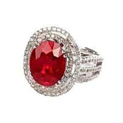 Natürlicher Rubin mit Diamanten 4,5 Karat Ehering Weißgold 14K - harrychadent.ch