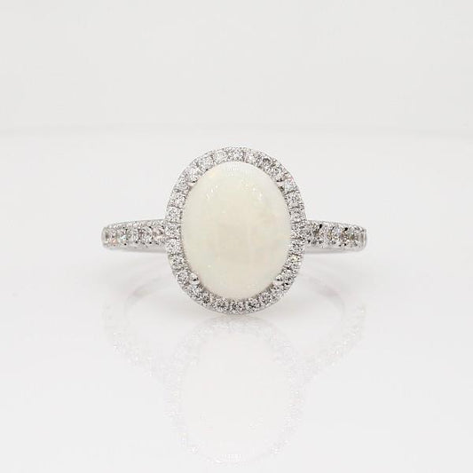 Opal und Diamanten 11,20 Karat Jubiläumsring 14K Weißgold - harrychadent.ch