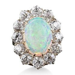 Opal und Diamanten 6,75 Karat Jubiläumsring Gold 14K Neu