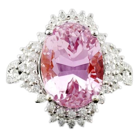 Oval Cut Kunzit mit runden Diamanten 18,25 Karat Ring Gold Weiß - harrychadent.ch