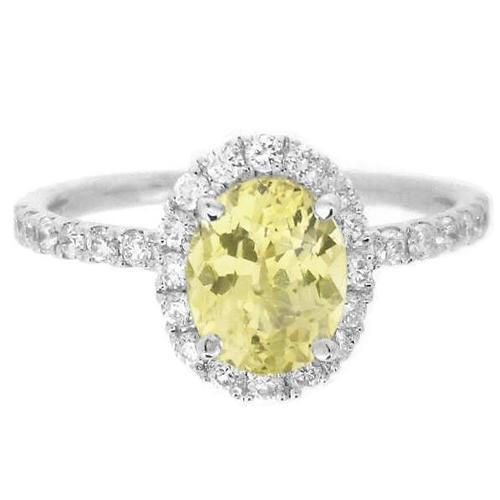 Oval & Rundschliff Gelber Saphir Diamantring 5 Karat Weißgold 14K