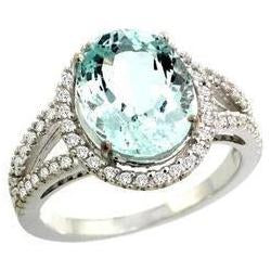 Ovaler Aquamarin und Diamanten 16.35 ct Jubiläumsring Weißgold