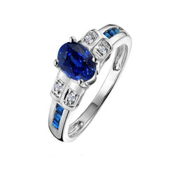 Ovaler blauer Saphir & Diamant Verlobungsring 4,25 Karat Weißgold