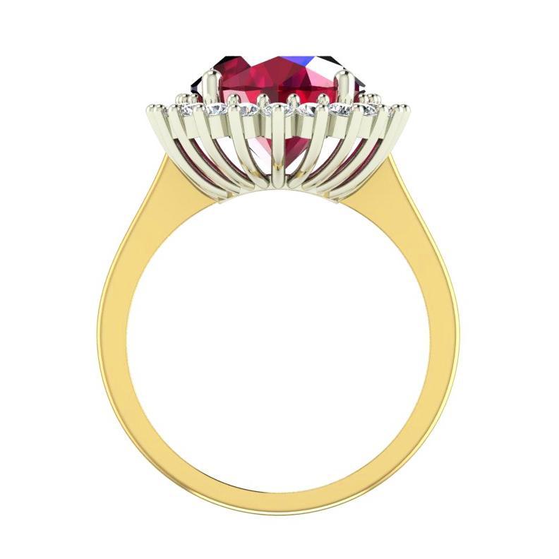 Ovaler Burma-Rubin-Diamant-Blumen-Stil Ring 10,50 Karat zweifarbiges Gold - harrychadent.ch