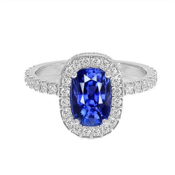 Ovaler Ceylon Saphir Halo Diamantring 11,75 Karat Gold 14K
