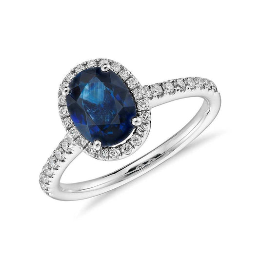Ovaler Ceylon Saphir Ring Diamant Hochzeit Weißgold 14K 2,75 Ct - harrychadent.ch