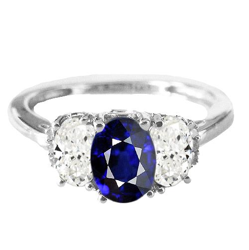 Ovaler Diamant-Jubiläumsring Natürlicher blauer Saphirstein 2,50 Karat - harrychadent.ch