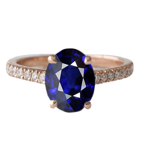 Ovaler Edelsteinring mit blauem Saphir und Pavé-Diamanten 3,50 Karat - harrychadent.ch