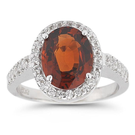 Ovaler Granat aus 14 Karat Weißgold mit Diamanten 13,25 Ct Ehering - harrychadent.ch
