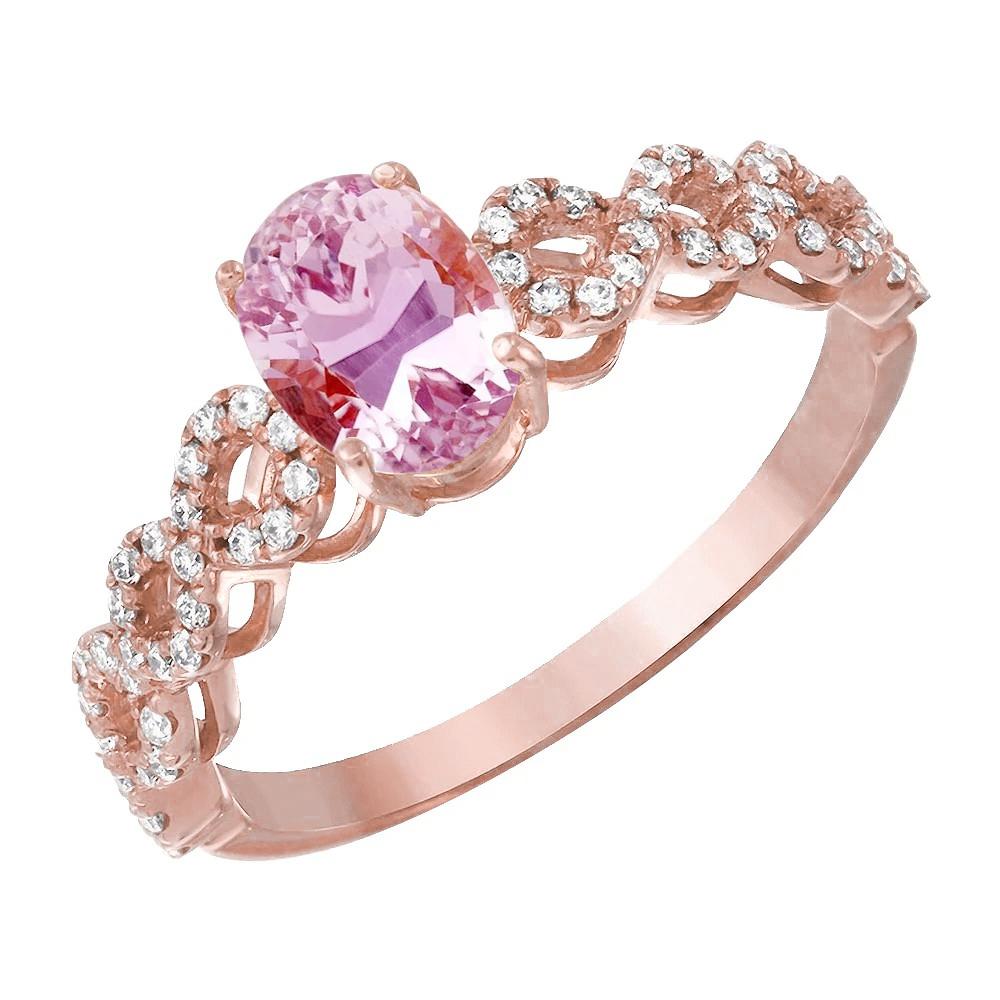 Ovaler Kunzit 14.75 Karat Diamanten Fancy Ring Neu Roségold 14K