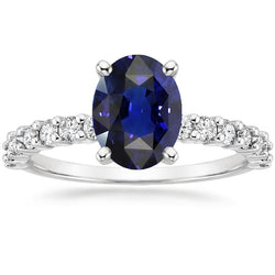Ovaler & runder Diamant Solitärring SriLanka Saphir Akzente 5 Karat