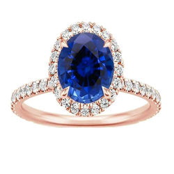 Ovaler Saphir-Diamant-Edelstein-Ring 8 Karat Schmuck Roségold 14K