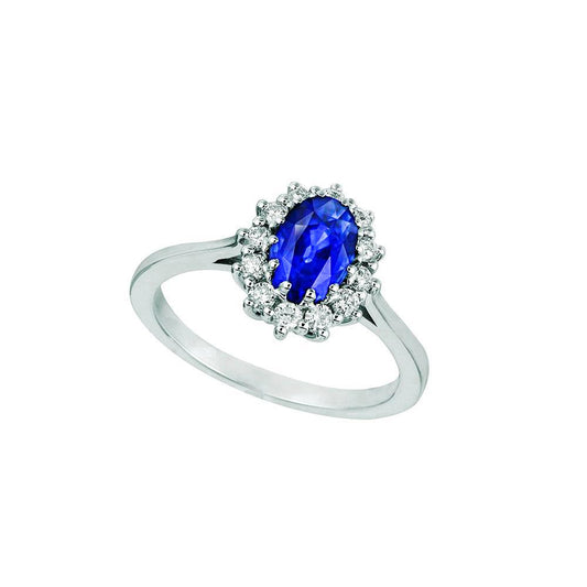 Ovaler Saphir-Diamant-Fancy-Ring 1,55 Karat Weißgold 14K