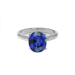 Ovaler Solitaire Ceylon Blauer Saphir Weißgold Ring 4,50 Karat