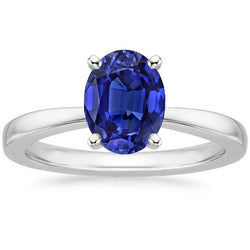 Ovaler Solitär Ceylon Saphir Ehering 3 Karat Gold