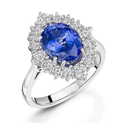 Ovaler Tansanit-Diamanten-Ring 4,90 kt 14K Gold Weiß