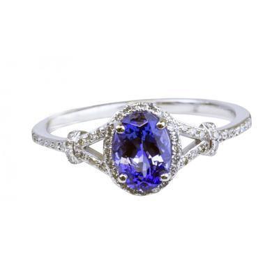 Ovaler Tansanit und runde Diamanten 3,60 ct. Ehering Weißgold - harrychadent.ch