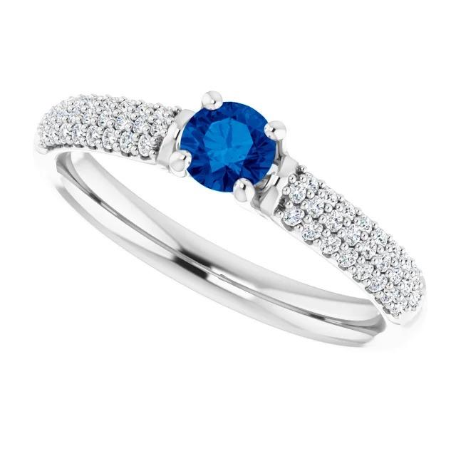 Pave Diamant Blue Saphir 2 Karat Ring Weißgold 14K - harrychadent.ch