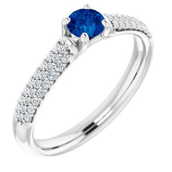 Pave Diamant Blue Saphir 2 Karat Ring Weißgold 14K