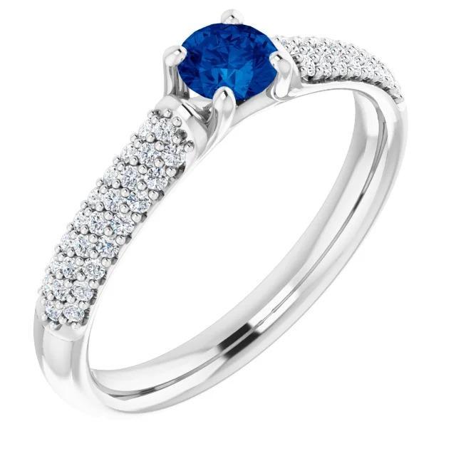 Pave Diamant Blue Saphir 2 Karat Ring Weißgold 14K - harrychadent.ch