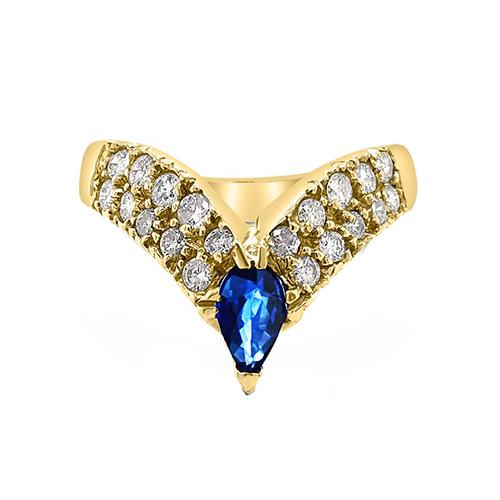 Pave Diamant Ring Enhancer Gelbgold Birne Blauer Saphir 1.50 Karat - harrychadent.ch