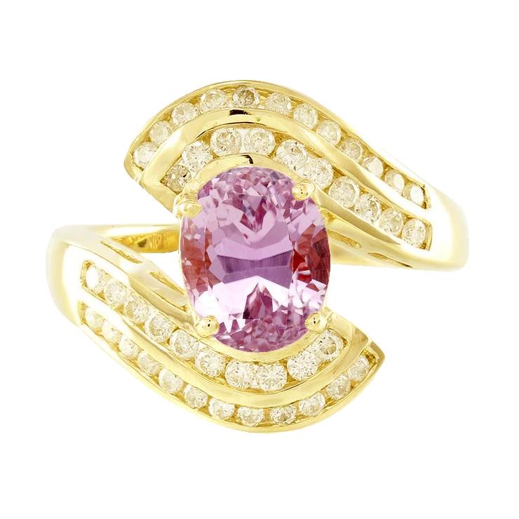 Pink Kunzit Fancy Diamant Ring 15 Karat Gelbgold 14K