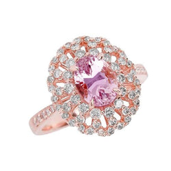 Pink Oval Cut Kunzit Diamant Ring Lady Rose Gold Schmuck 14 Ct