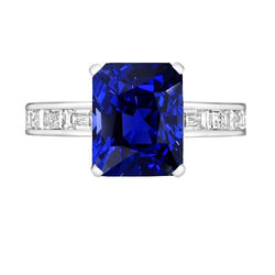 Princess & Baguette Diamant Saphir Ring Radiant 3 Karat Kanalset