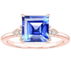 Princess Blue Saphir & Diamant Ring Krappenset Roségold 3,75 Karat