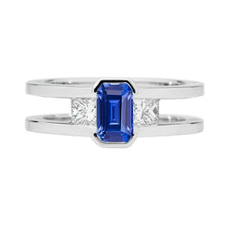 Princess Diamant 3 Stone Smaragd Saphir Ring Split Shank 1,25 Karat