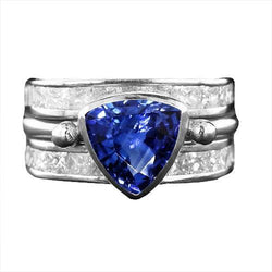 Princess Diamant Ring Trillion Saphir Vintage-Stil 3 Karat Schmuck