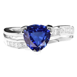 Princess Diamant Trillion Saphir Ring 2,50 Karat Weißgold 14K
