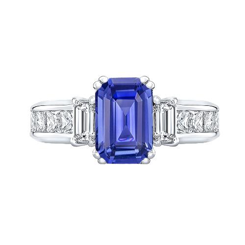 Princess & Emerald Diamant Blue Saphir Jubiläumsring 3 Karat - harrychadent.ch