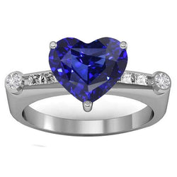Princess & Runden Diamant Natural Blue Saphir Ring 3,50 Karat
